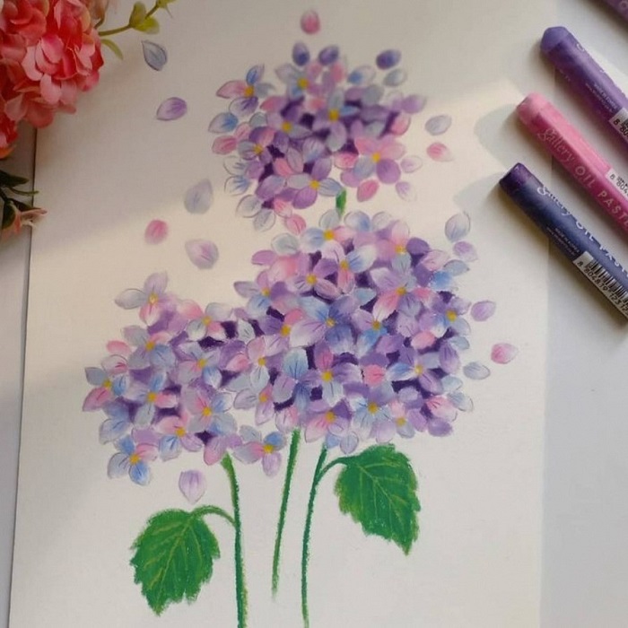 oil pastel flower drawing