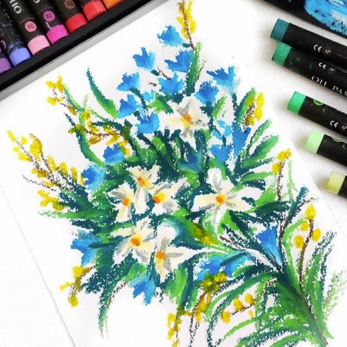 oil pastel flower drawing